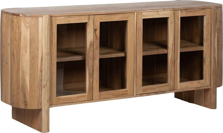 Vitrína z masivu akácie v přírodní barvě 180x80x40 cm Creel – Ixia