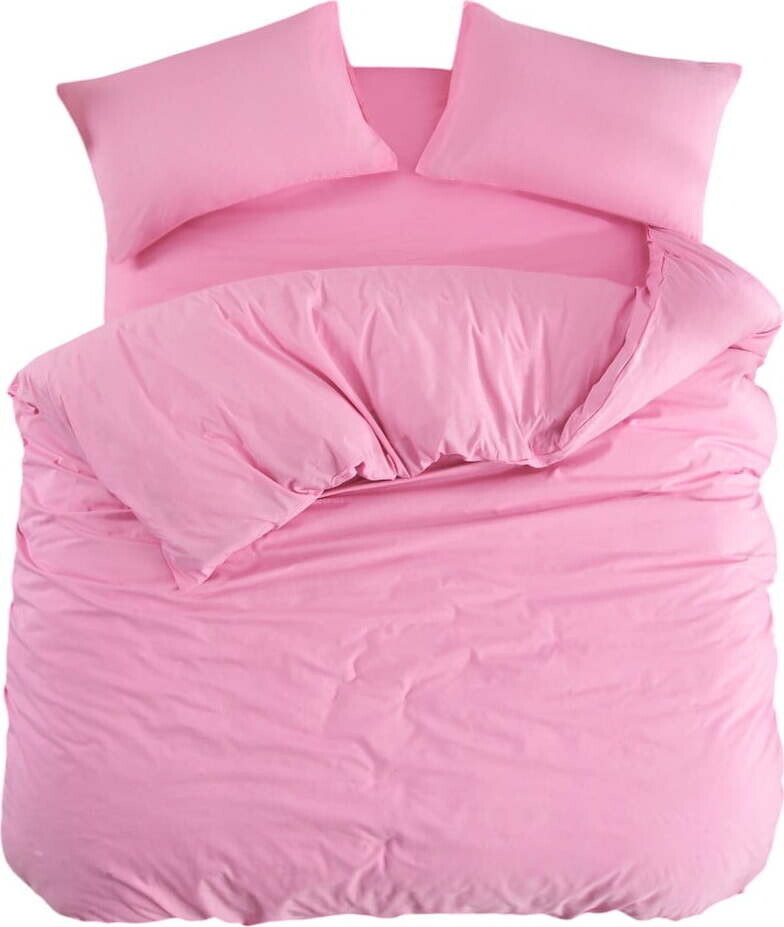 Růžové povlečení na dvoulůžko/prodloužené s prostěradlem/4dílné 200x220 cm Classic – Mila Home