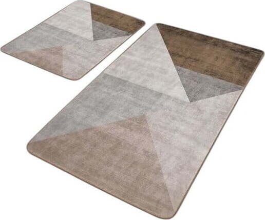 Šedo-hnědé sametové koupelnové předložky v sadě 2 ks 60x100 cm – Mila Home
