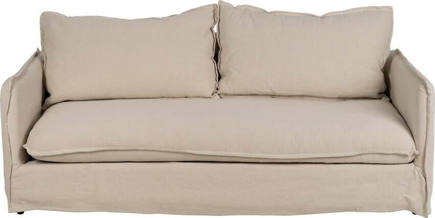 Krémová lněná pohovka 200 cm – Ixia