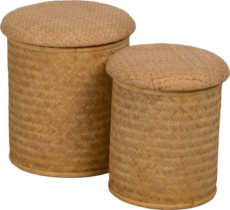 Pletený taburet v přírodní barvě Rattan – Ixia