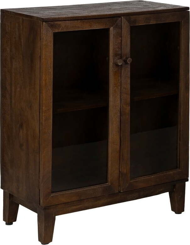 Hnědá vitrína z mangového dřeva 80x100x40 cm Ravi – Ixia