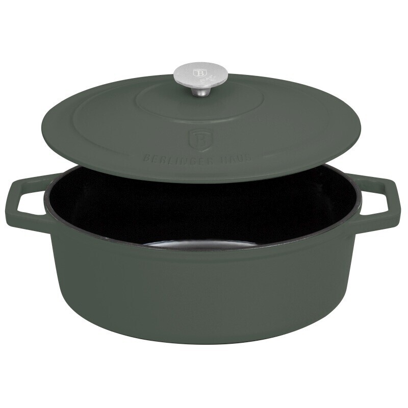 BERLINGERHAUS Pekáč litinový s poklicí 30 cm Matte Green Collection BH-6545