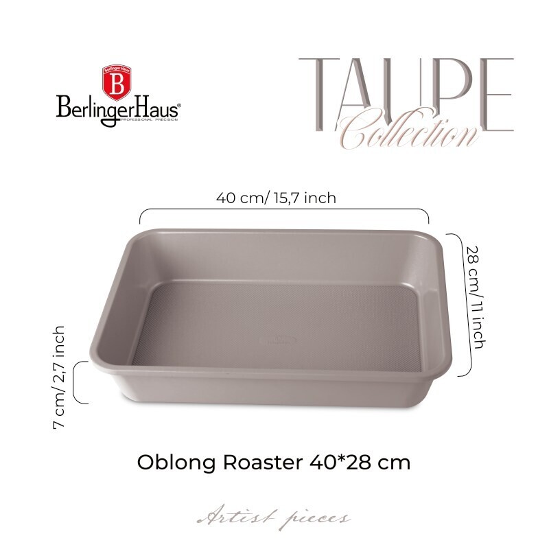 BERLINGERHAUS Plech na pečení hluboký s titanovým povrchem 40 x 28 cm Taupe Collection BH-7903