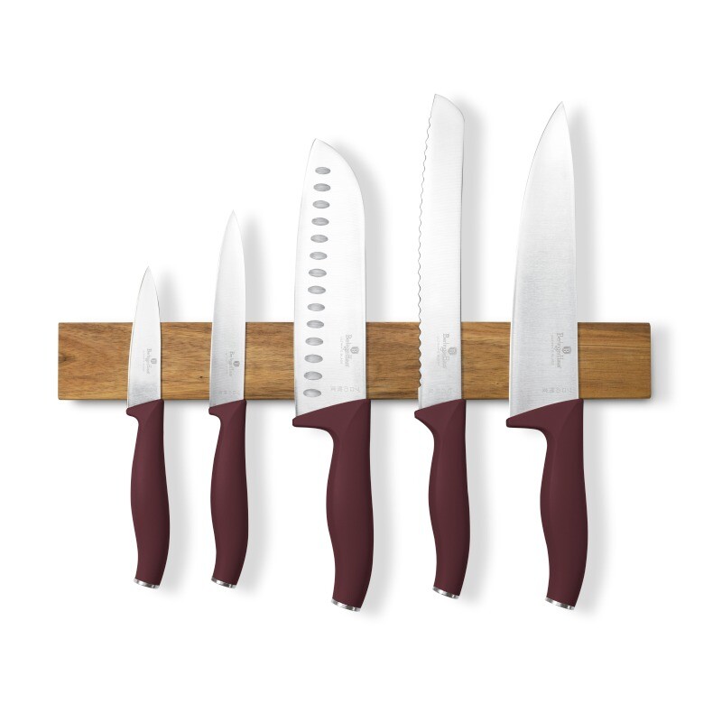 BERLINGERHAUS Sada nožů s magnetickým držákem z akátového dřeva 6 ks Leonardo Collection BH-2944