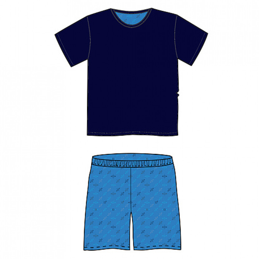 Pyžamo pánské Lonka Ventor krátký rukáv - navy-modré, M