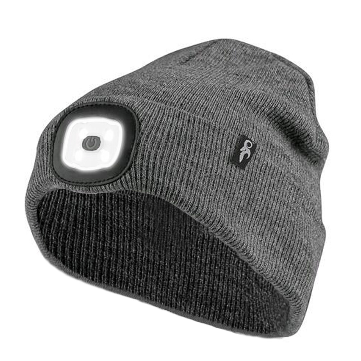 Zimní čepice s LED světlem a USB dobíjením - šedá