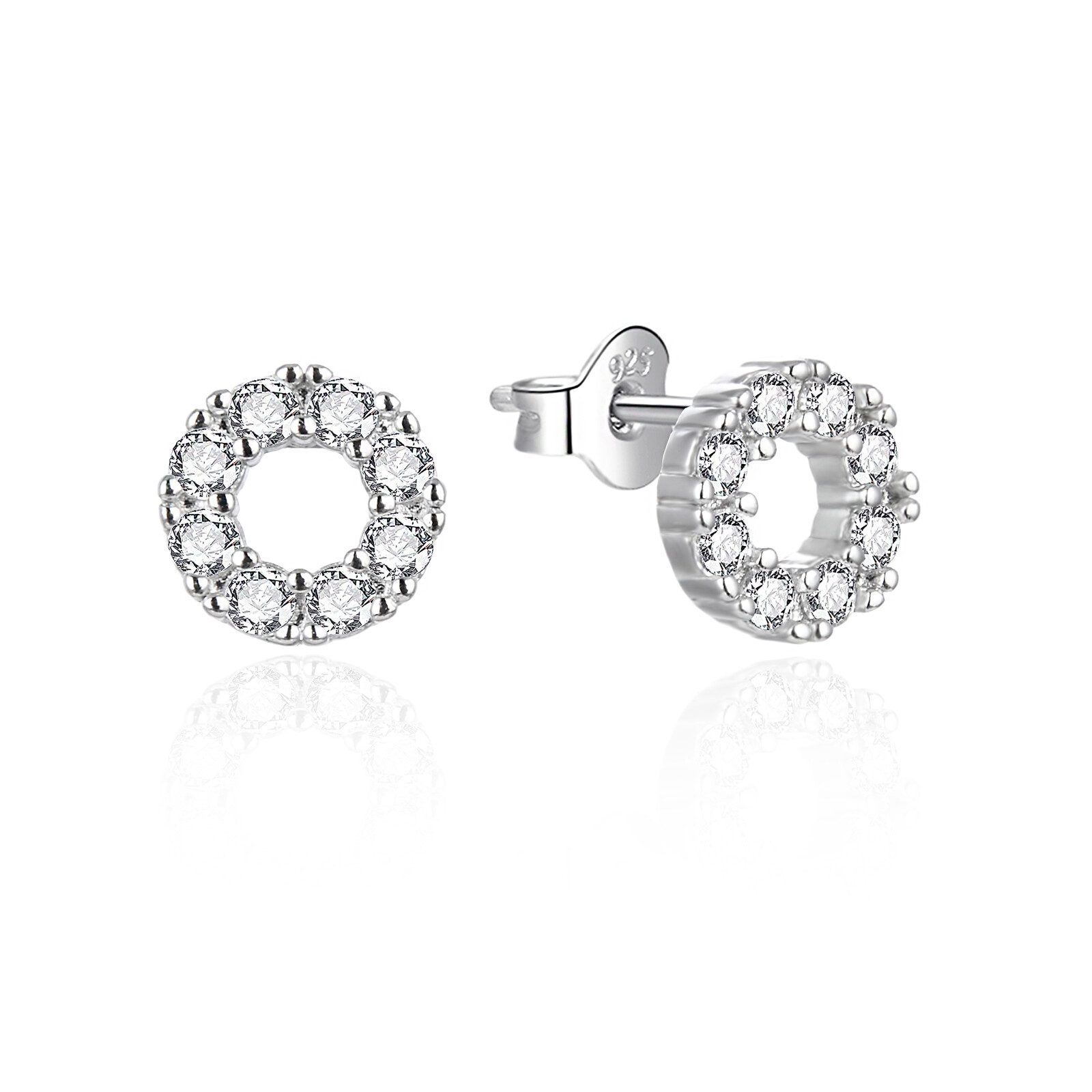 Agato Stříbrné náušnice s čirými zirkony Kruh AGT-E178PW
