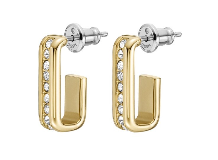 Fossil Módní pozlacené náušnice se zirkony Archival JOF01037710