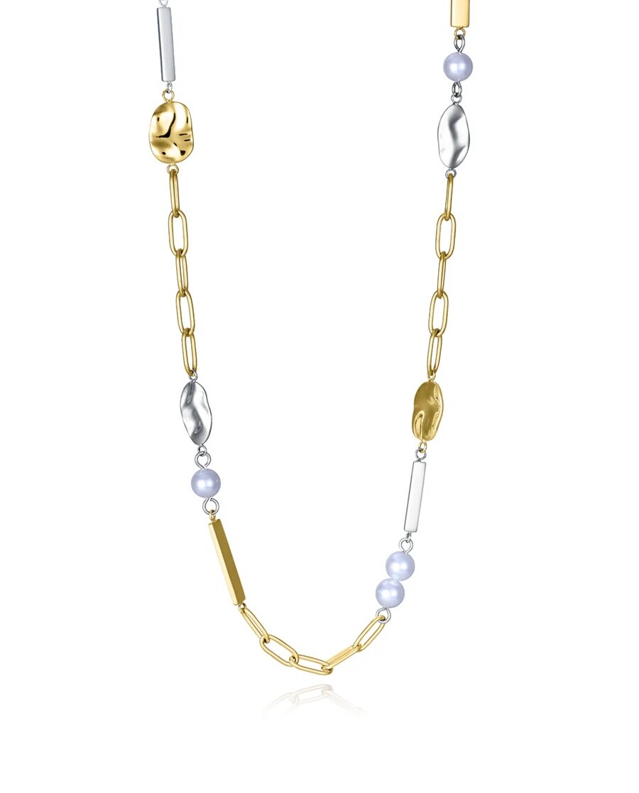 Viceroy Něžný pozlacený náhrdelník se synteckými perlami Chic 75372C01019