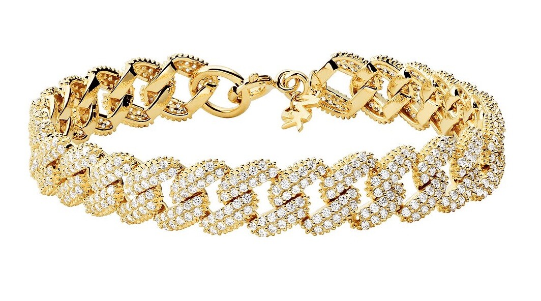 Michael Kors Luxusní pozlacený náramek se zirkony Statement Link MKC1427AN710