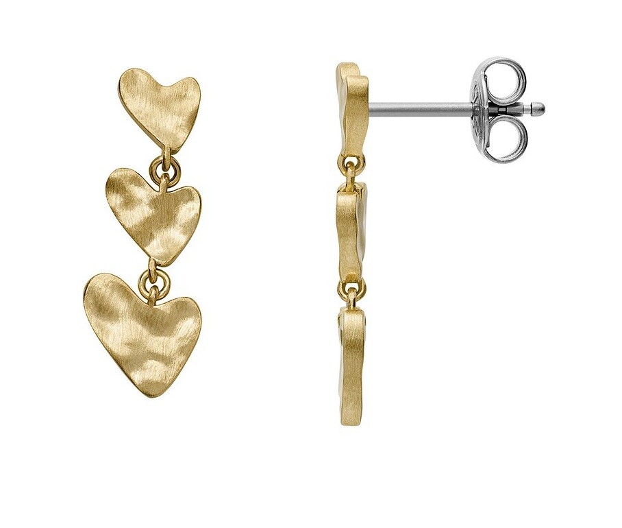 Skagen Pozlacené dlouhé náušnice Anja Hearts SKJ5011710