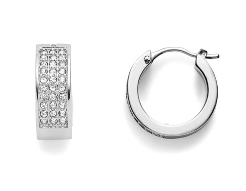 Fossil Třpytivé kruhové náušnice z oceli Pavé JOF00168040