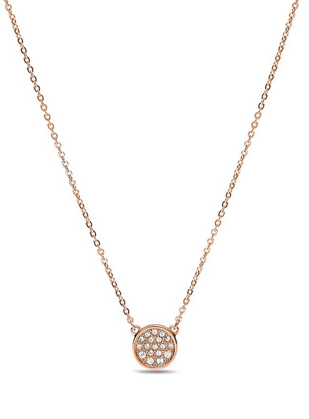 Fossil Pozlacený dámský náhrdelník se zirkony JOF00329791