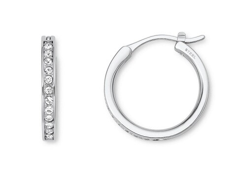 Fossil Elegantní kruhové náušnice se zirkony JOF00337040