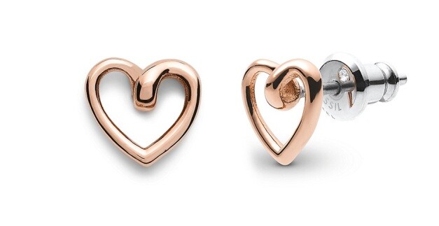 Fossil Něžné pozlacené náušnice srdíčka Sawyer JOF00609791