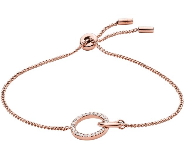 Fossil Minimalistický pozlacený náramek se zirkony JOF00638791