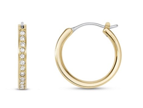 Fossil Nadčasové pozlacené náušnice kruhy se zirkony JOF00806710