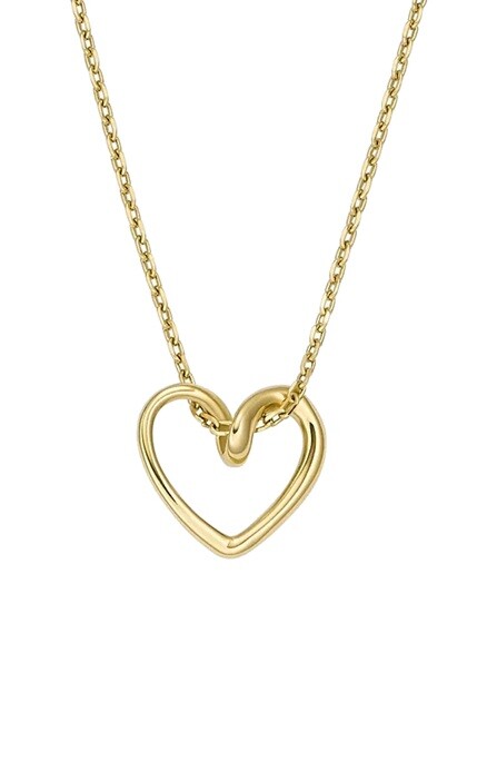 Fossil Pozlacený náhrdelník se srdíčkem Sawyer JOF00928710 (řetízek, přívěsek)