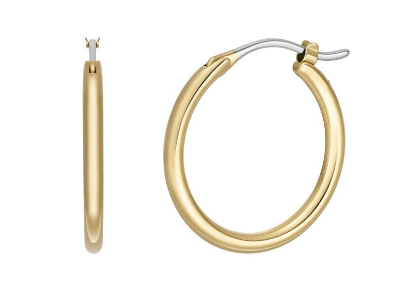 Fossil Pozlacené kruhové náušnice z oceli JOF00960710