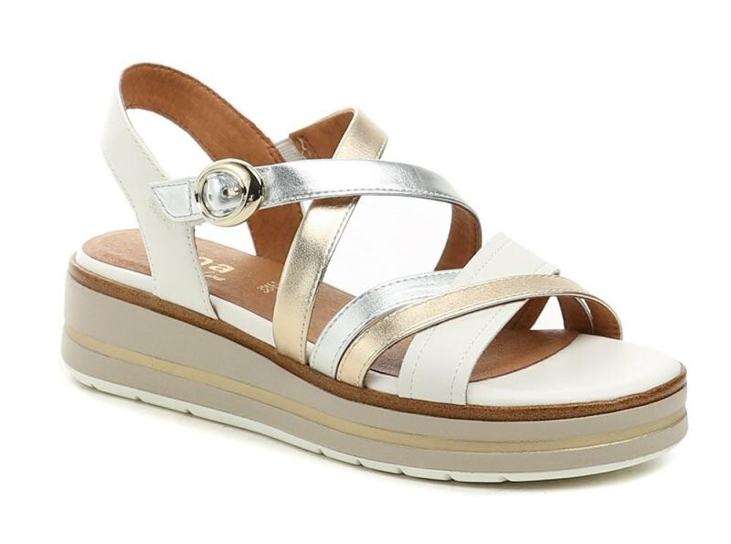 Jana 8-28267-44 bílo zlaté dámské sandály na platformě