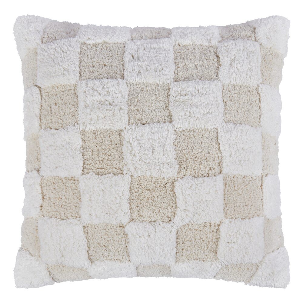 CHECKER STYLE Polštář 50 x 50 cm - krémová