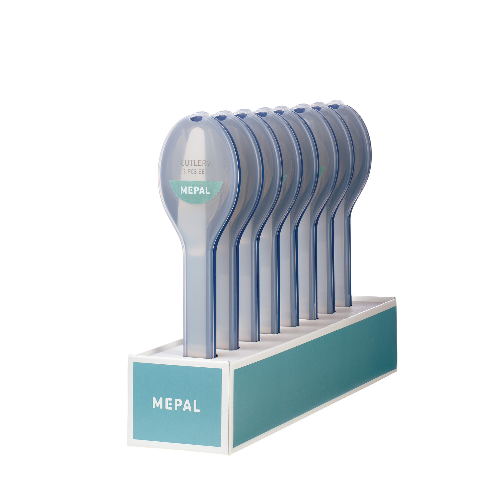 Mepal Stojan Sada cestovních nerezových příborů Ellipse Nordic Blue 8 ks