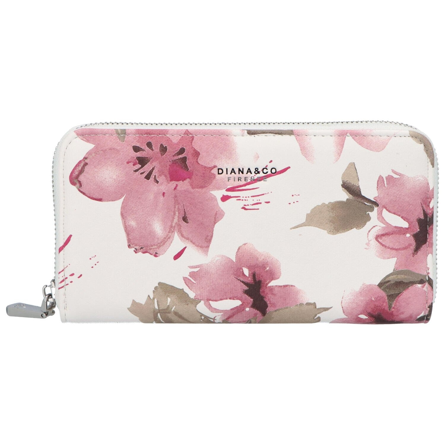 Pouzdrová dámská koženková peněženka Flowers, bílá