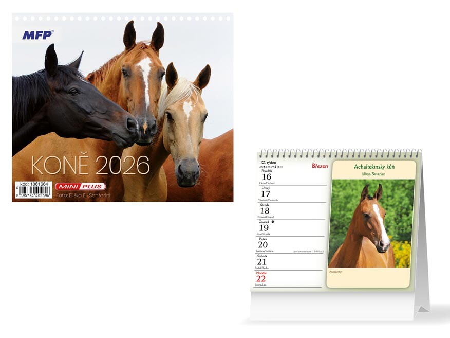 MFP 1061664 Kalendář 2026 stolní mini Koně