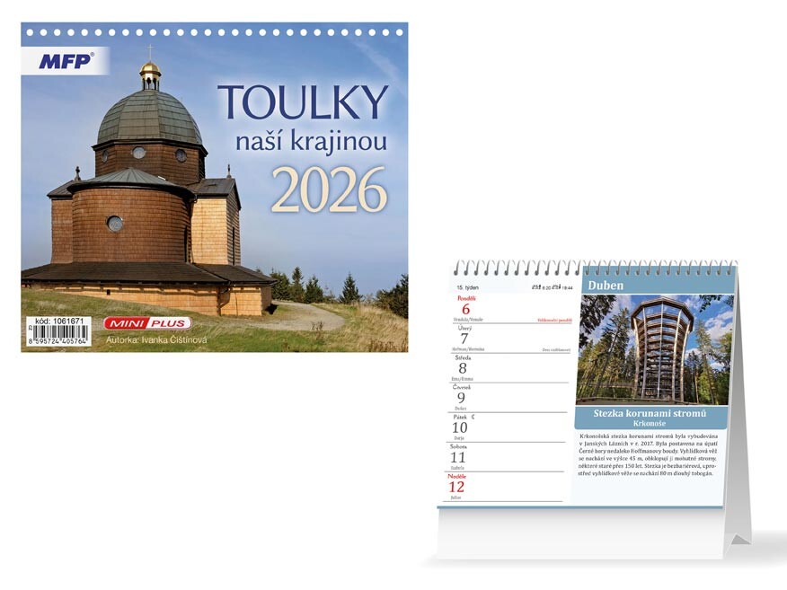 MFP 1061671 Kalendář 2026 stolní mini Toulky naší krajinou