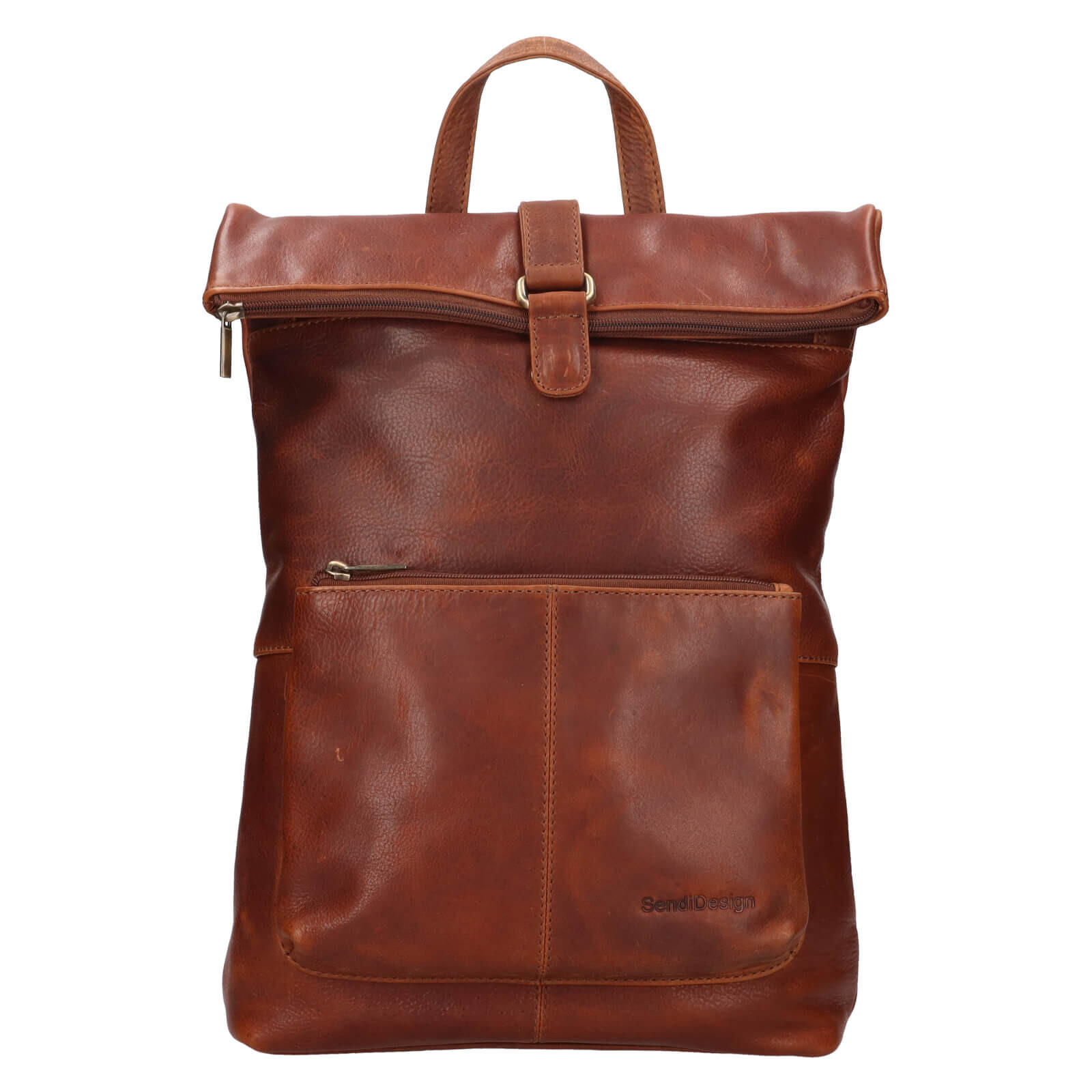 Trendy kožený batoh SendiDesign Alberta - koňak