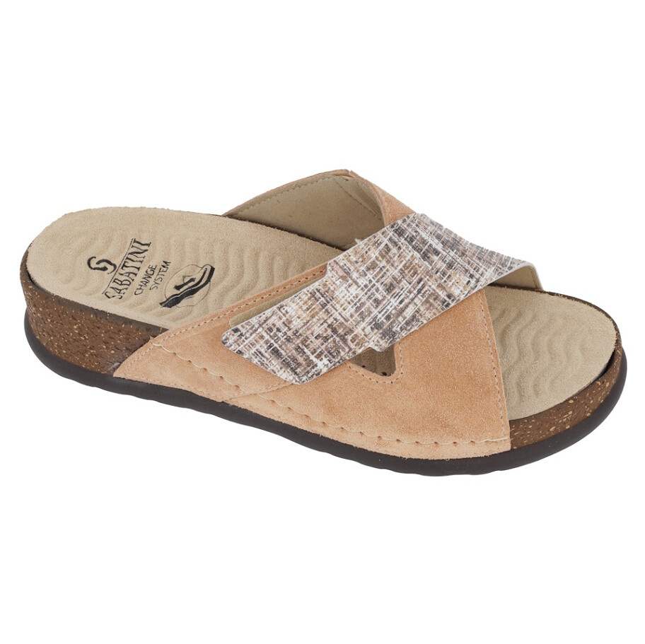 SABATINI KAROLINA Tweed/Camoscio pantofle karamelové 1 pár, Velikost obuvi: 38