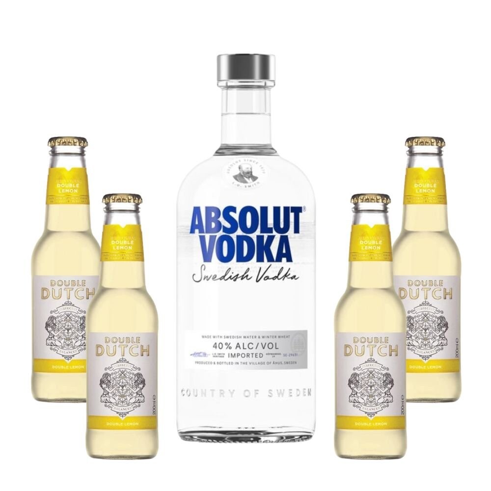 Párty Set Absolut 0,7l 40% + 4×Double Dutch Double lemon 0,2l