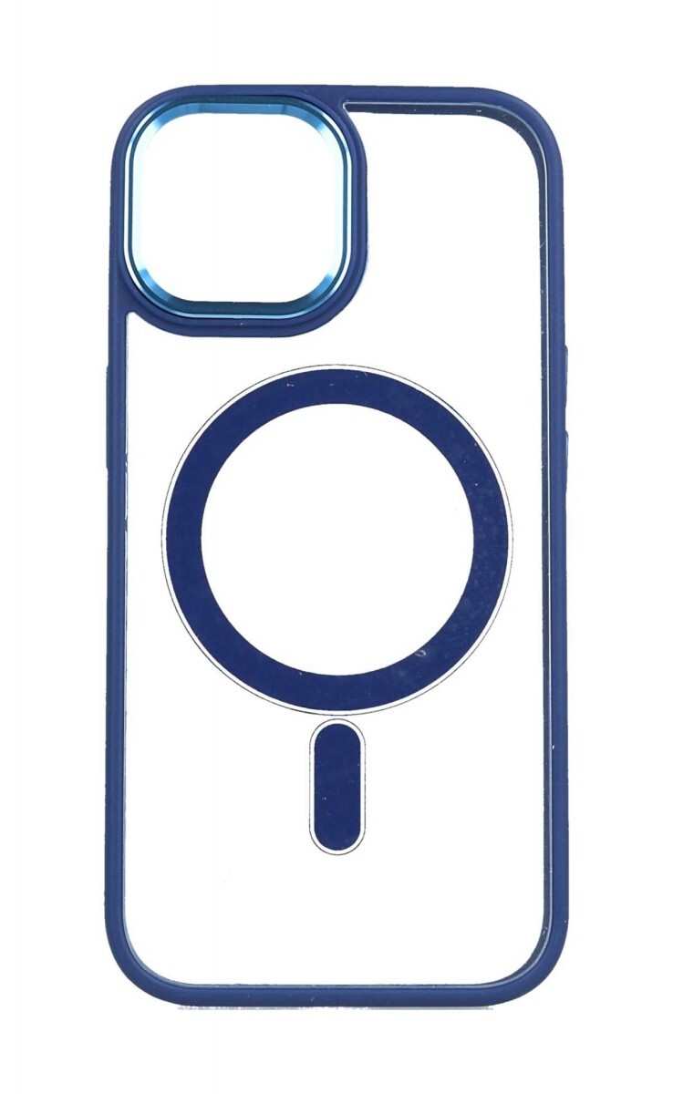 Kryt TopQ Magnetic iPhone 15 pevný s modrým rámečkem 105283