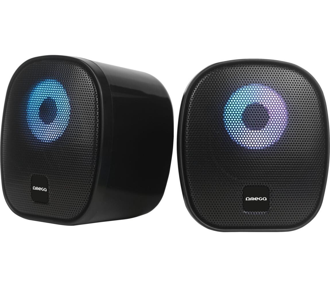 USB Reproduktory s RGB podsvícením 2x3W/5V černá