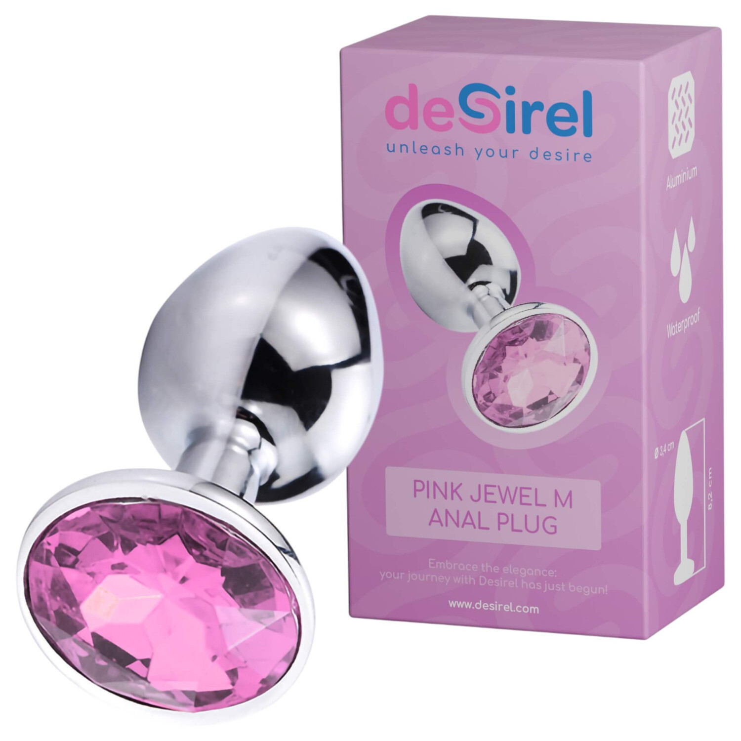 Desirel Pink Jewel M - anální kolík (stříbrno-růžový)