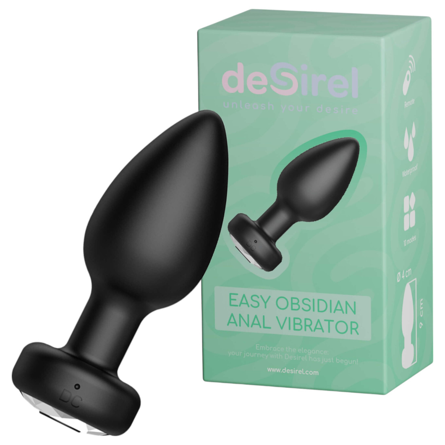 Desirel Easy Obsidian - akumulátorový, rádiový anální vibrátor (černý)