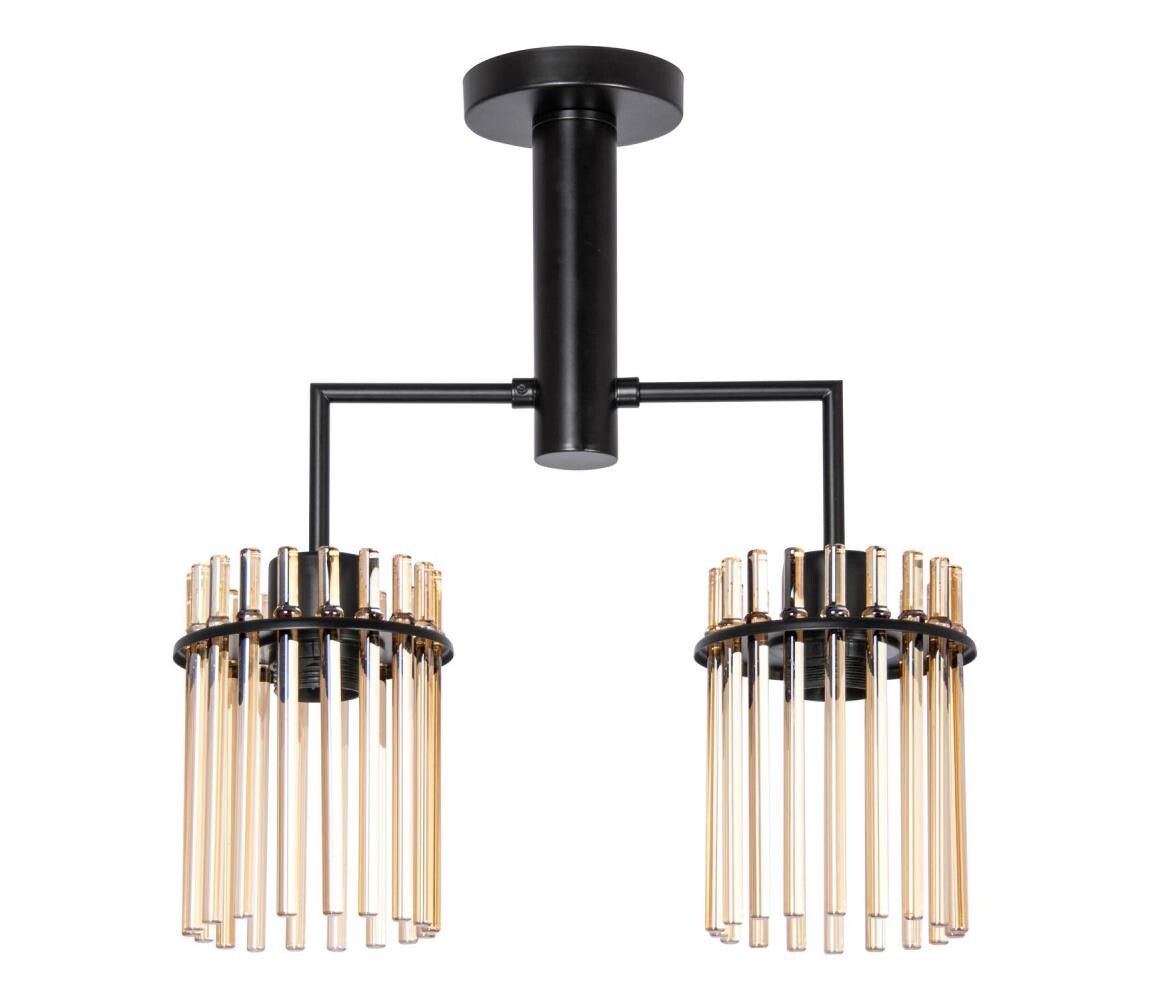 Lustr na tyči 2xE27/60W/230V černá/kouřová