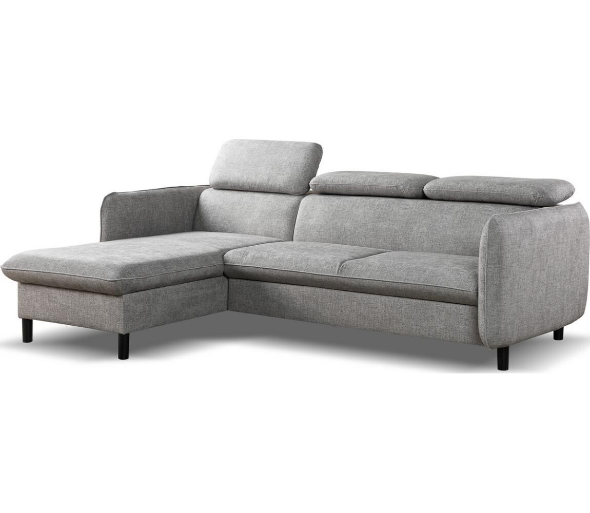 PIONIER-LUBNICE Rozkládací rohová sedací souprava do L s úložným prostorem NISA šedá levá