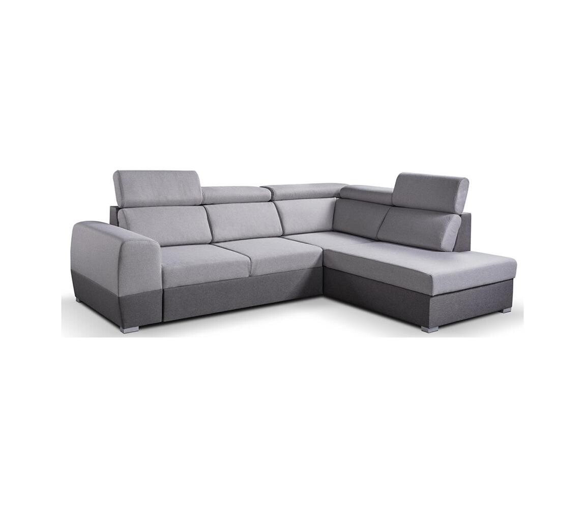 PIONIER-LUBNICE Rozkládací rohová sedací souprava do L s úložným prostorem MATRIX šedá pravá