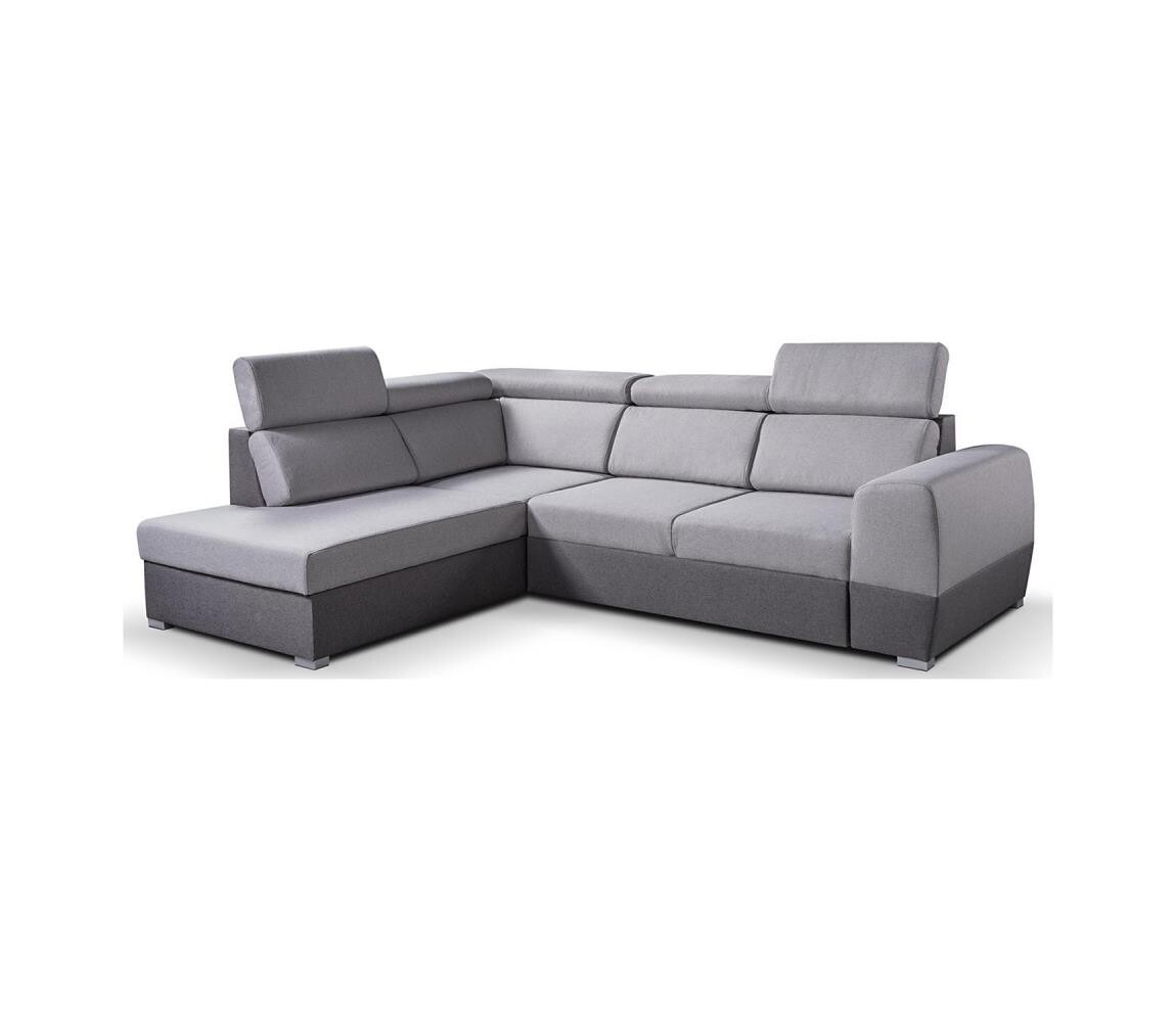 PIONIER-LUBNICE Rozkládací rohová sedací souprava do L s úložným prostorem MATRIX šedá levá