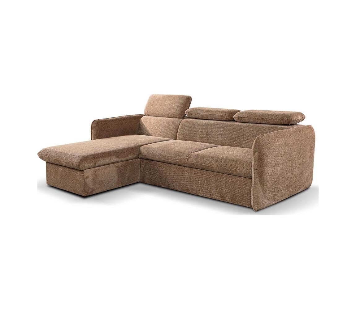 PIONIER-LUBNICE Rozkládací rohová sedací souprava do L s úložným prostorem BEJA béžová levá