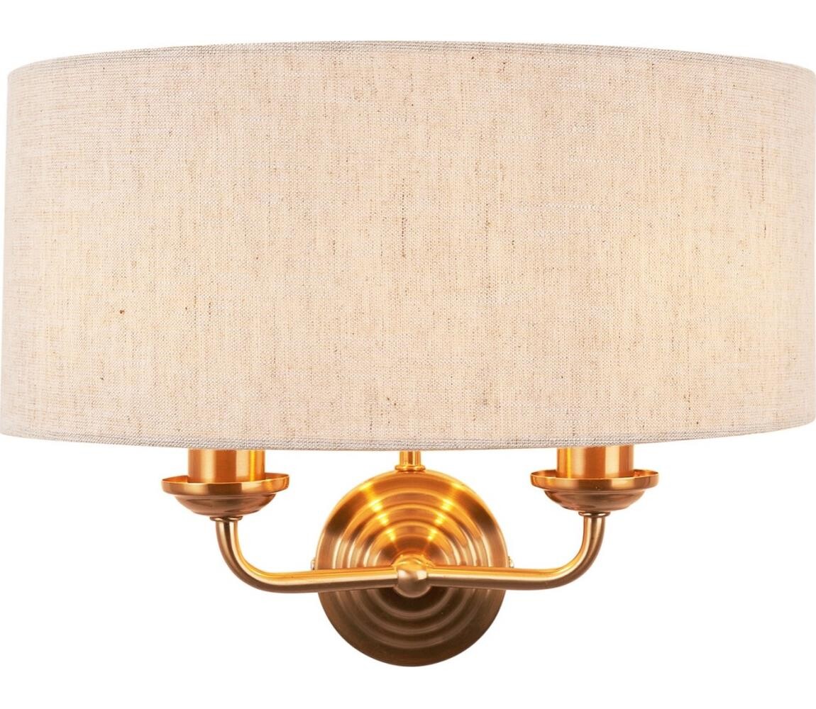 Endon Endon 110726 - Nástěnné svítidlo HIGHCLERE 2xE14/40W/230V béžová/mosaz