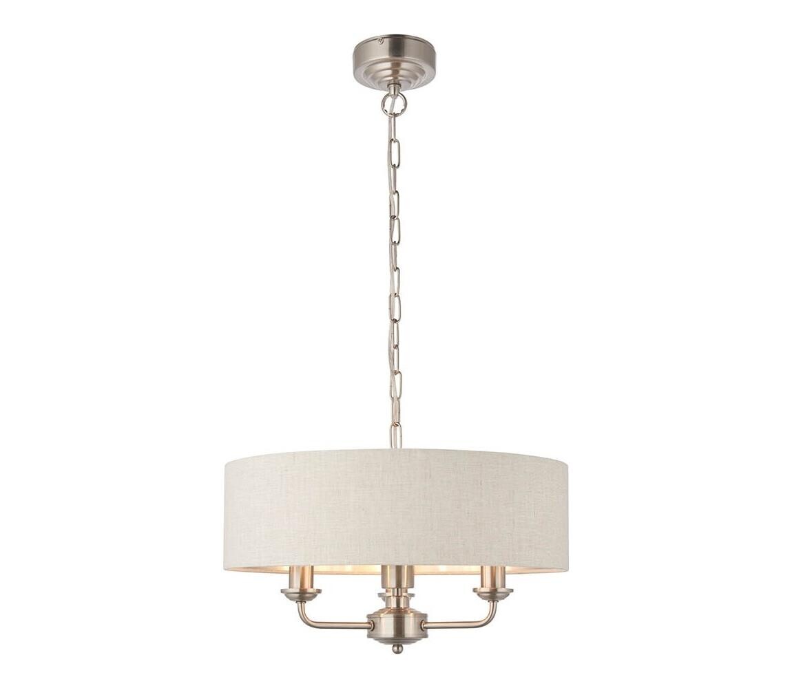 Endon Endon 94361 - Lustr na řetězu HIGHCLERE 3xE14/40W/230V béžová/matný chrom