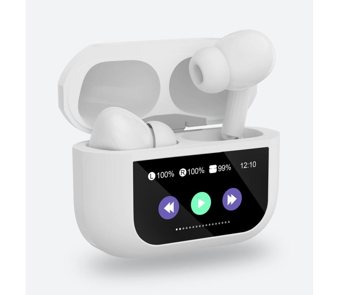 Bezdrátová sluchátka s LCD displejem bílá