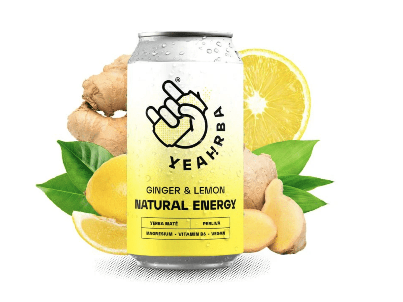 Yeahrba Ginger & Lemon, yerba maté, perlivá, 330 ml