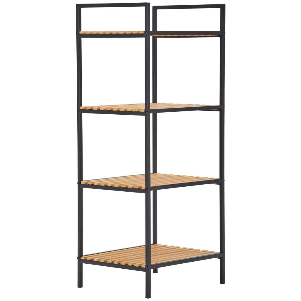 Xora REGÁL, hnědá, přírodní barvy, černá, železo, 39/95/32,5 cm
