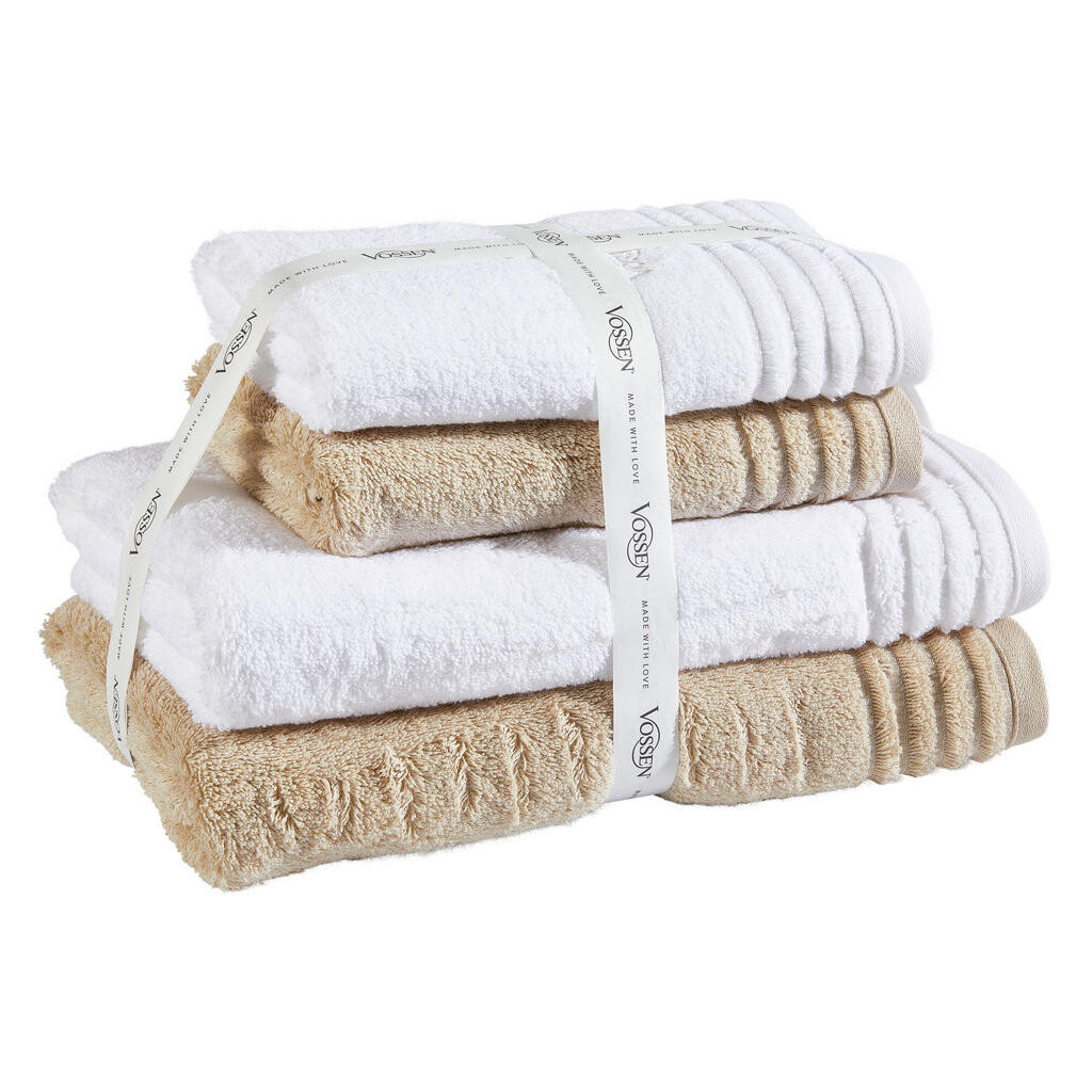 Vossen SADA RUČNÍKŮ A OSUŠEK, hnědá, bílá