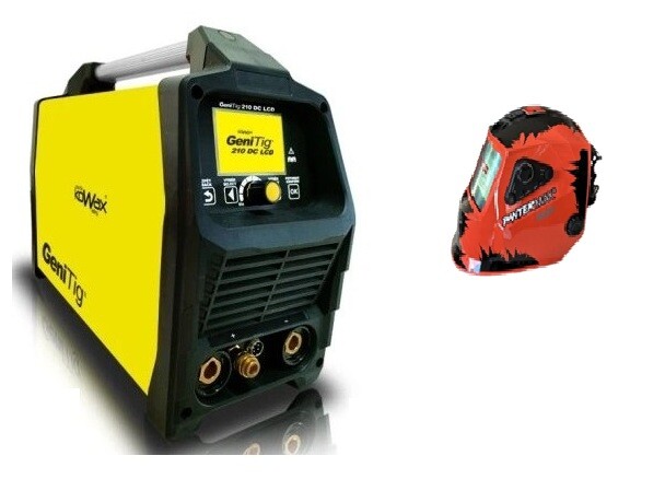 GeniTig 210 DC LCD Varianta: SET 2: svářečka s výbavou v popisu stroje + kukla profi KWXSTGT210DC/SET2