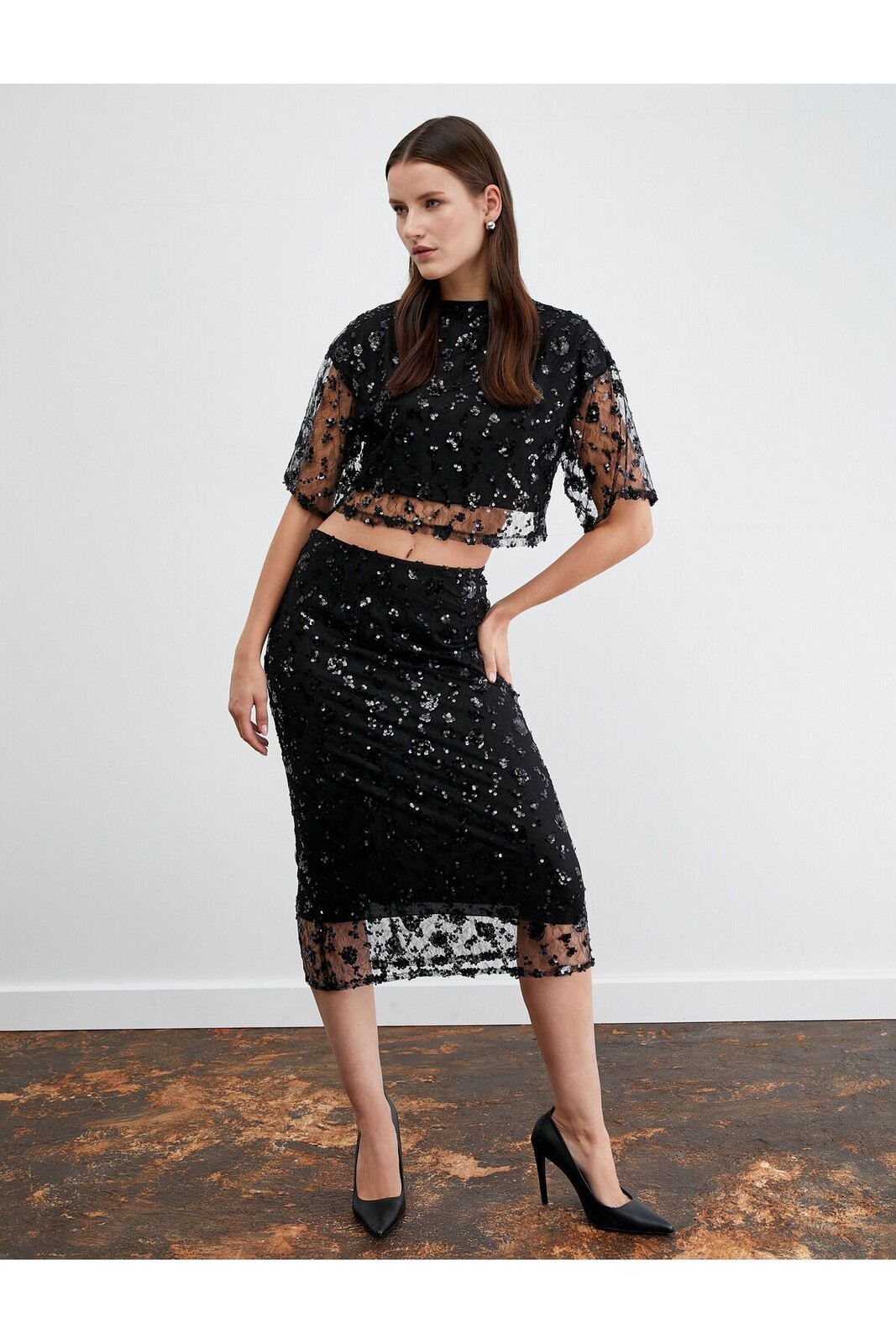 Koton Midi Sequined Sequin Skirt